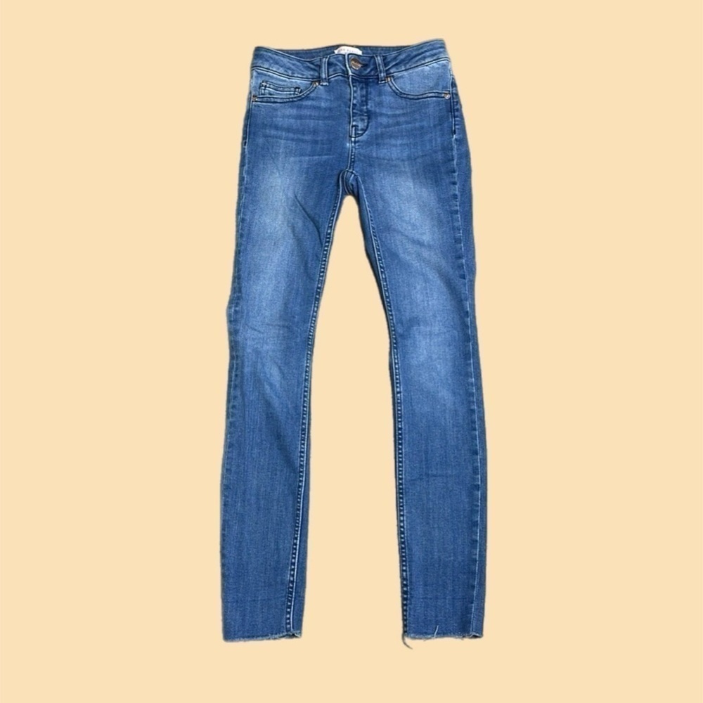 Ted Baker London Women’s Mid Rise Skinny Jeans Raw Hem Blue Sz 25